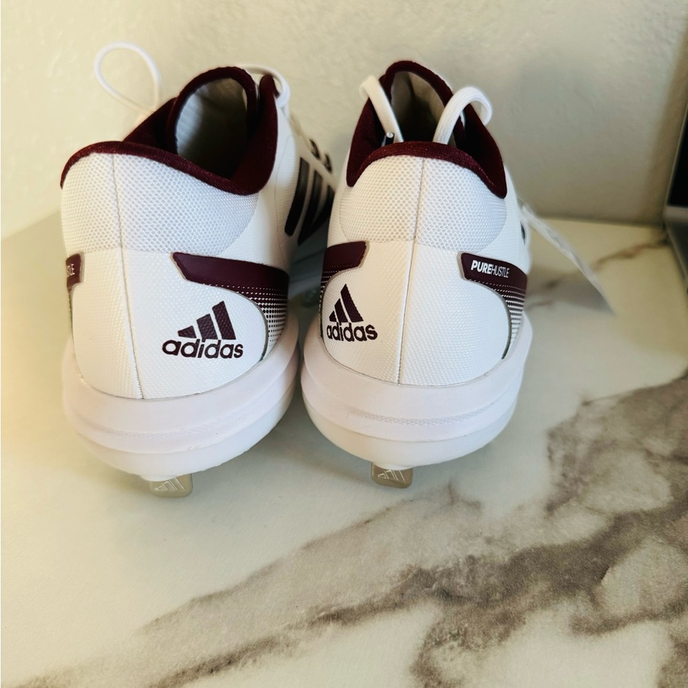 adidas Women's Purehustle 2 Baseball Shoe, White/Team Maroon/Team Collegiate